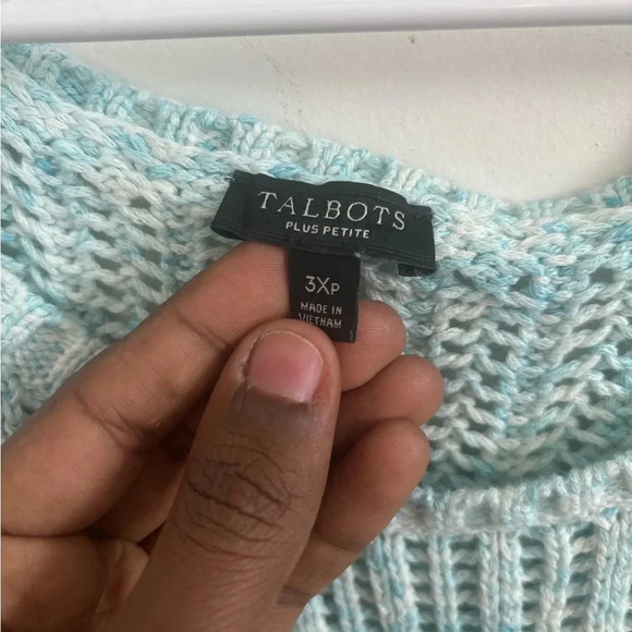 TALBOTS PLUS PETITE OPEN STITCH WOMEN SWEATSHIRT CREW NECK SPACE DYED PULL OVER - Picture 7 of 7